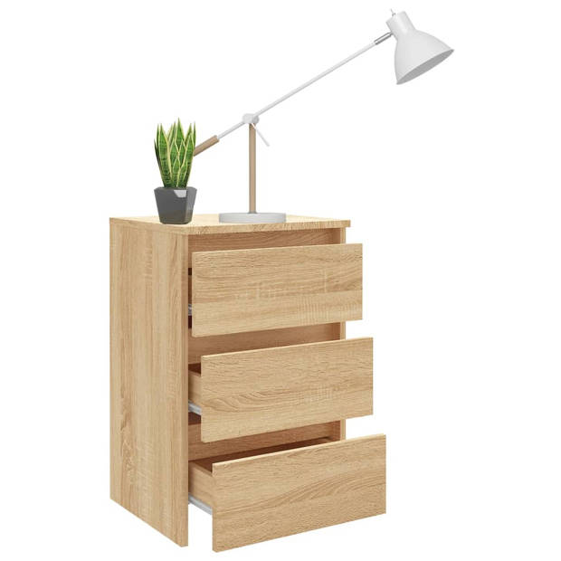 vidaXL Nachtkastjes 2 st 40x35x62,5 cm bewerkt hout sonoma eikenkleur