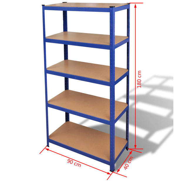 vidaXL Opbergrek 5-laags staal en bewerkt hout blauw