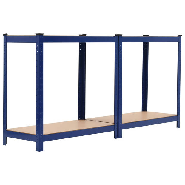 vidaXL Opbergrekken 2 st 80x40x160 cm staal en MDF blauw