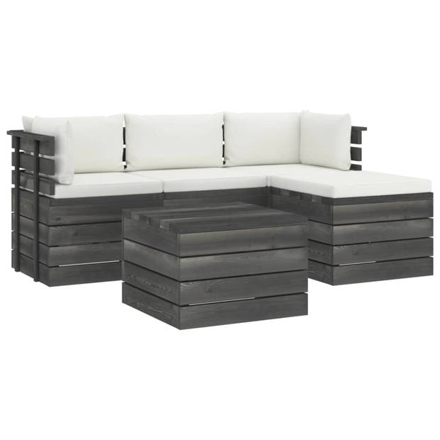 vidaXL 5-delige Loungeset met kussens pallet massief grenenhout