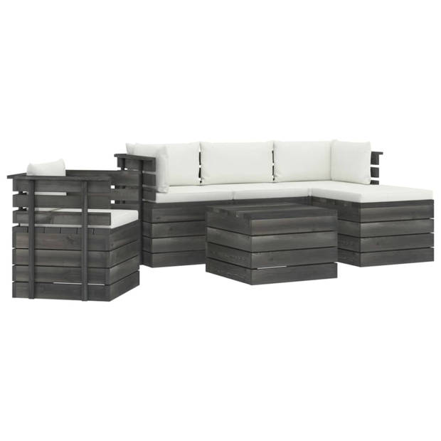 vidaXL 6-delige Loungeset met kussens pallet massief grenenhout