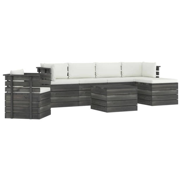 vidaXL 7-delige Loungeset met kussens pallet massief grenenhout