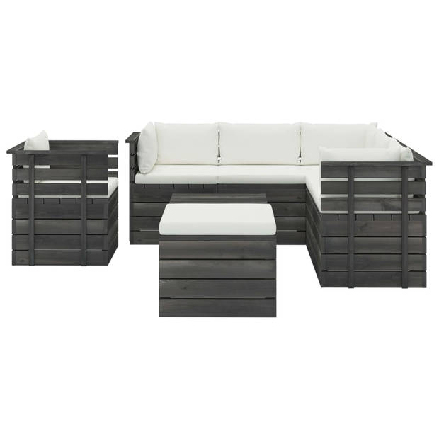 vidaXL 8-delige Loungeset met kussens pallet massief grenenhout