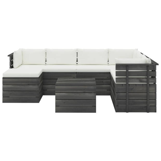 vidaXL 8-delige Loungeset pallet met kussens massief grenenhout