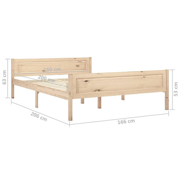 vidaXL Bedframe massief grenenhout 160x200 cm