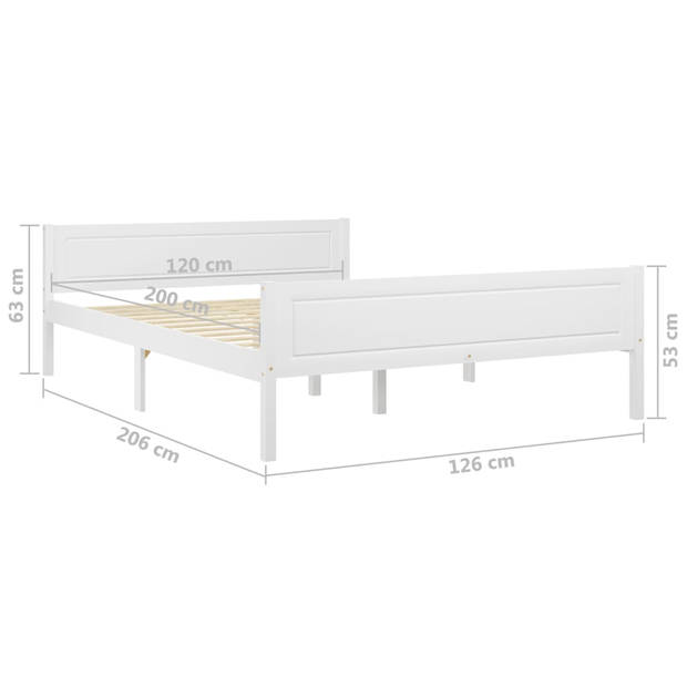 vidaXL Bedframe massief grenenhout wit 120x200 cm