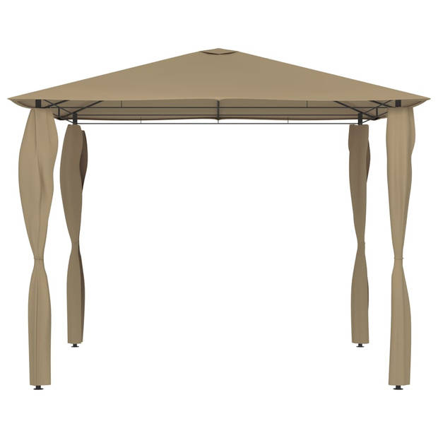 vidaXL Prieel met paalhoezen 160 g/m² 3x3x2,6 m taupe