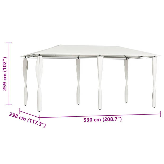 vidaXL Prieel met paalhoezen 160 g/m² 2,98x5,3x2,59 m crèmekleurig