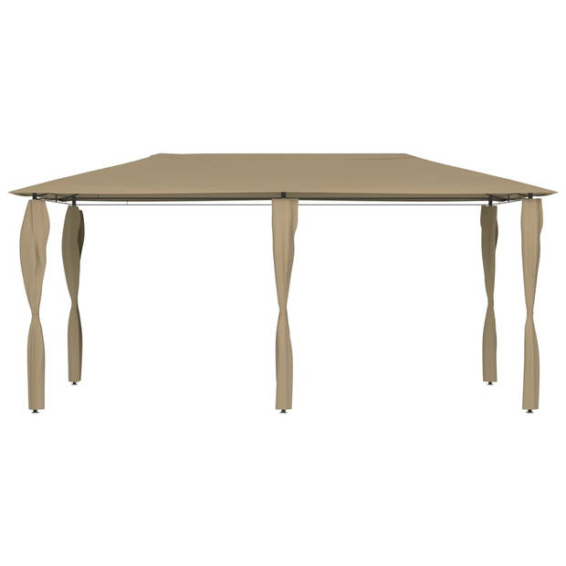 vidaXL Prieel met paalhoezen 160 g/m² 2,98x5,3x2,59 m taupe