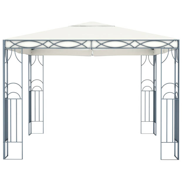 vidaXL Prieel met LED-lichtslinger 300x300 cm crèmekleurig