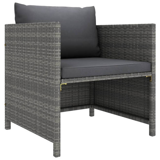 vidaXL 4-delige Loungeset met kussens poly rattan grijs