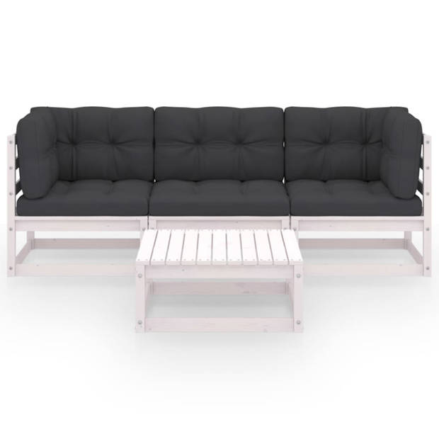 vidaXL 4-delige Loungeset met kussens massief grenenhout