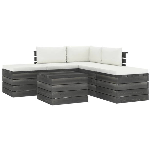 vidaXL 6-delige Loungeset met kussens pallet massief grenenhout