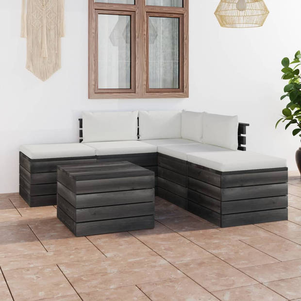 vidaXL 6-delige Loungeset met kussens pallet massief grenenhout