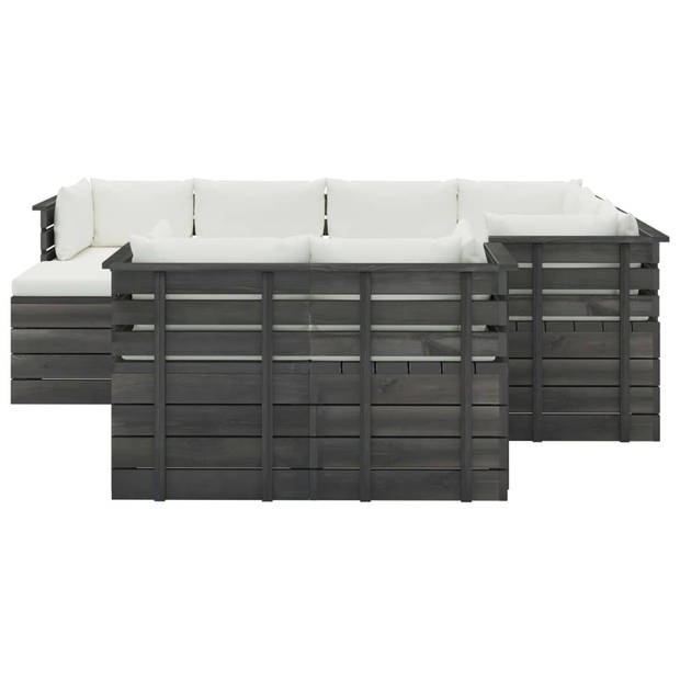 vidaXL 10-delige Loungeset met kussens pallet massief grenenhout