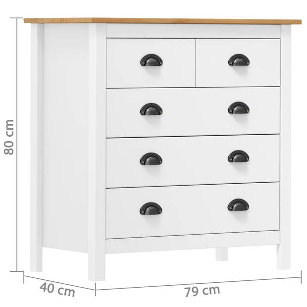 vidaXL Dressoir Hill 79x40x80 cm massief grenenhout wit