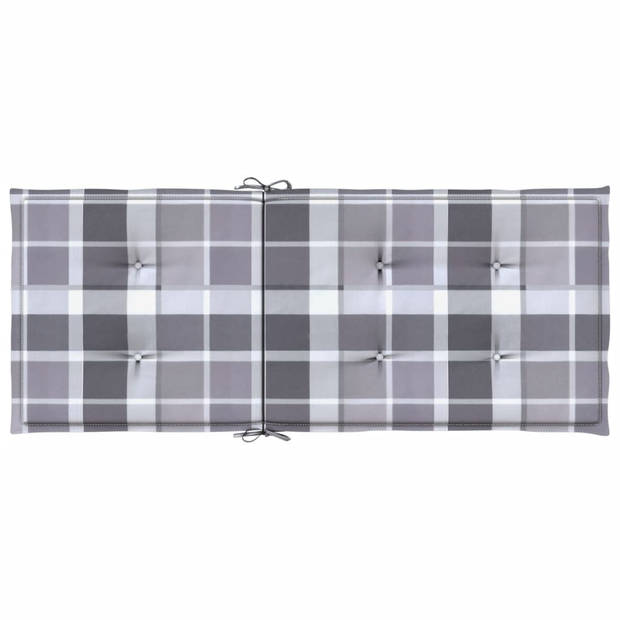 The Living Store Stoelkussens - Polyester - 120 x 50 x 3 cm - Grijs ruitpatroon