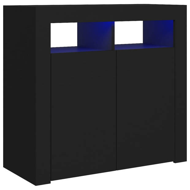 vidaXL Dressoir met LED-verlichting 80x35x75 cm zwart