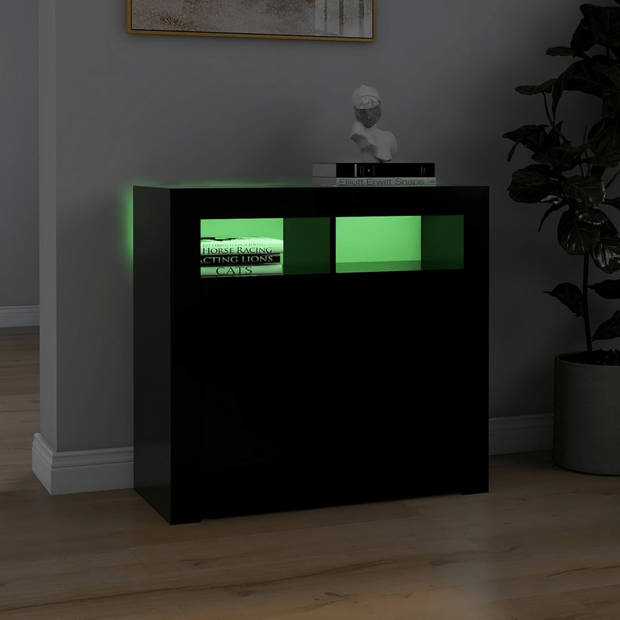 vidaXL Dressoir met LED-verlichting 80x35x75 cm zwart