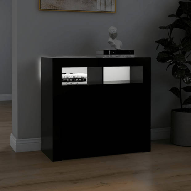 vidaXL Dressoir met LED-verlichting 80x35x75 cm zwart