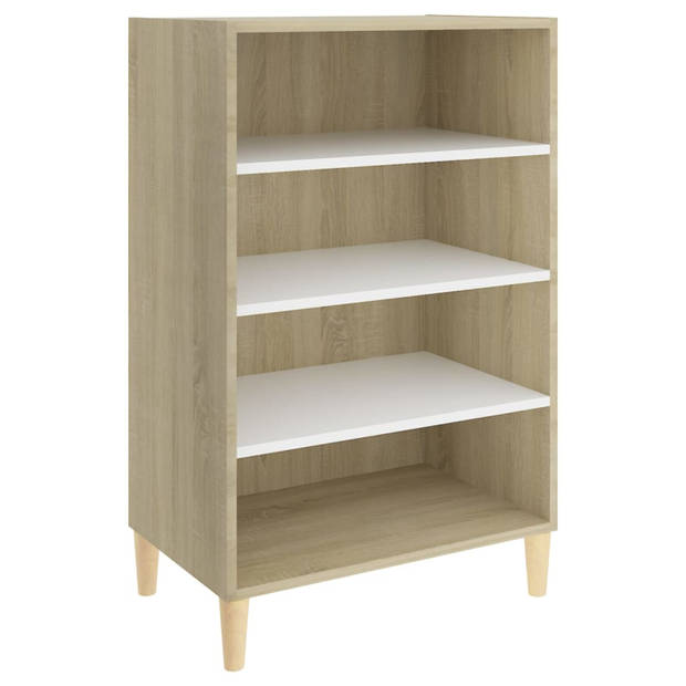 vidaXL Dressoir 57x35x90 cm bewerkt hout wit en sonoma eikenkleurig