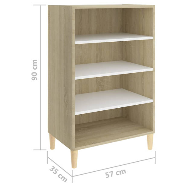 vidaXL Dressoir 57x35x90 cm bewerkt hout wit en sonoma eikenkleurig