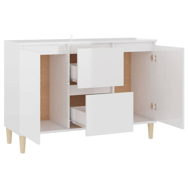 The Living Store Dressoir - Hoogglans wit - 103.5 x 35 x 70 cm - Stevig - duurzaam - 2 lades - 2 deuren