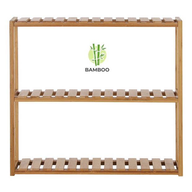 Bamboe wandplank met 3 verstelbare etages hangend wandrek