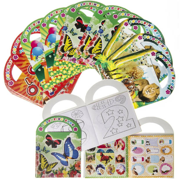 Decopatent® Uitdeelcadeaus 12 STUKS MIX Kleurboekjes met Stickers -