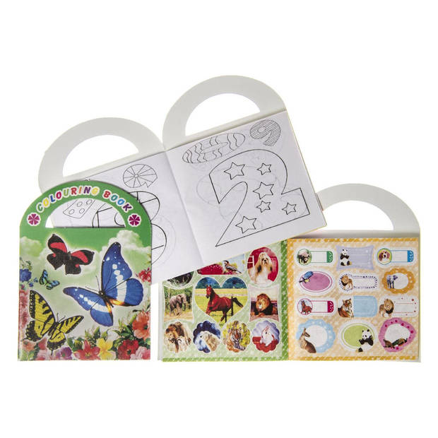 Decopatent® Uitdeelcadeaus 12 STUKS MIX Kleurboekjes met Stickers -