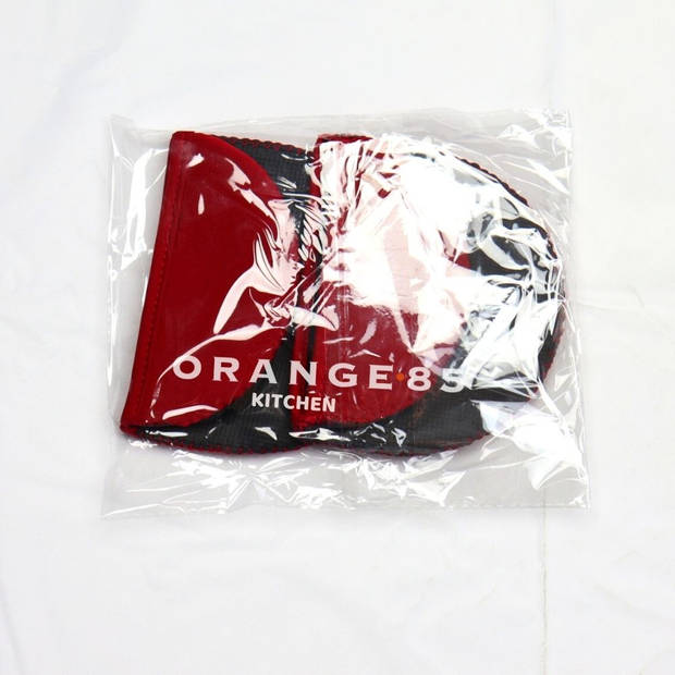 Orange85 Pannenlappen 2 Stuks 18 x 13,5 cm Rood en Zwart Neopreen en Polyester Ovenwanten Keuken Accessoires