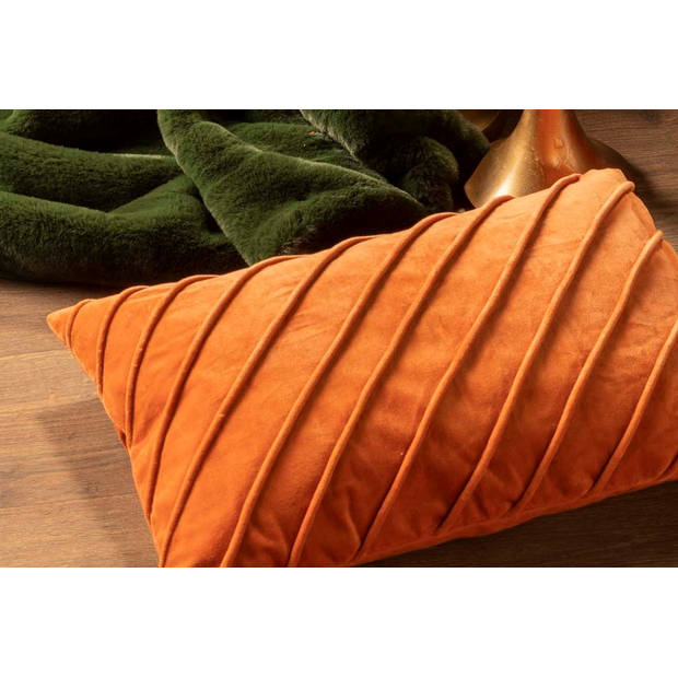 Dutch Decor - PACO - Kussenhoes velvet 40x60 cm Potters Clay - oranje