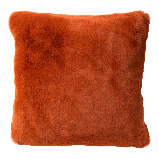 Dutch Decor - ZAYA - Sierkussen 60x60 cm - bontlook - effen kleur - Potters Clay - oranje