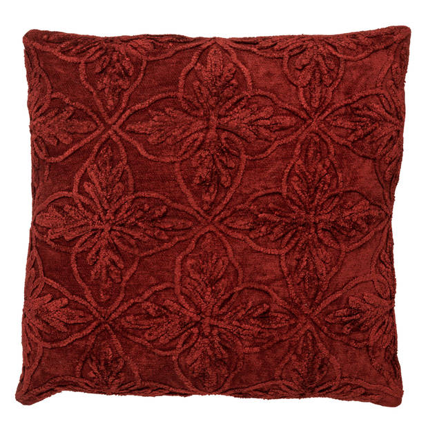 Dutch Decor - AMAR - Sierkussen 45x45 cm - 100% katoen - bloemen design - Merlot - rood