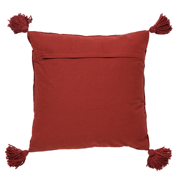 Dutch Decor - NINO - Kussenhoes van katoen 45x45 cm Merlot - rood - met flosjes