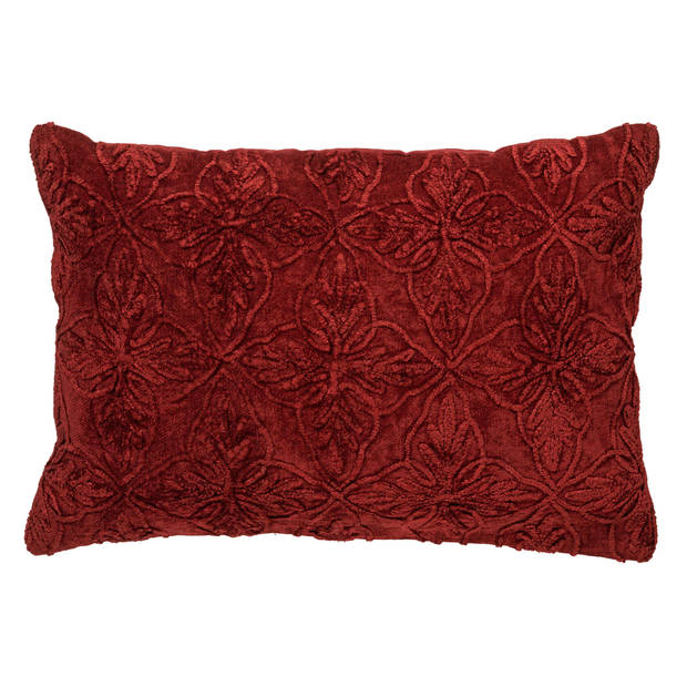 Dutch Decor - AMAR - Sierkussen 40x60 cm - 100% katoen - bloemen design - Merlot - rood