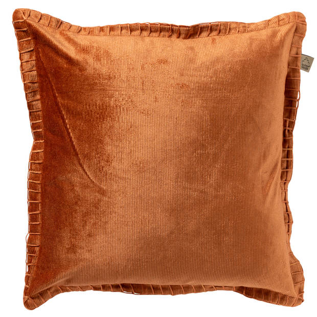 Dutch Decor - REBEL - Sierkussen velvet 45x45 cm Potters Clay - oranje