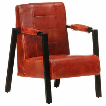 vidaXL Fauteuil 60x80x87 cm echt geitenleer donkerbruin