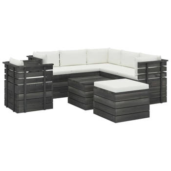 vidaXL 8-delige Loungeset met kussens pallet massief grenenhout