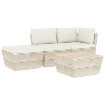 vidaXL 4-delige Loungeset met kussens pallet vurenhout