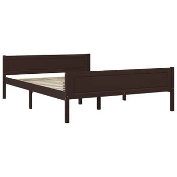 vidaXL Bedframe massief grenenhout donkerbruin 160x200 cm