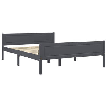 vidaXL Bedframe massief grenenhout grijs 160x200 cm