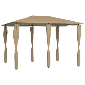 vidaXL Prieel met paalhoezen 160 g/m² 3x4x2,6 m taupe