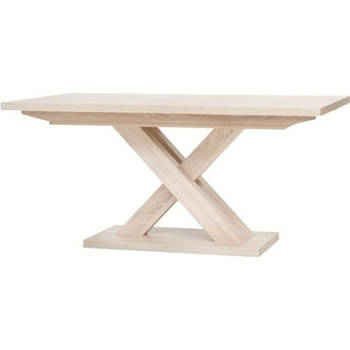 VOOR Uitschuifbare melamine tafel in eigentijdse stijl - Centrale poten in kruis - B 160 tot 200 cm