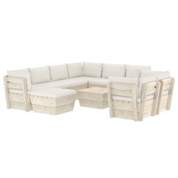 vidaXL 10-delige Loungeset met kussens pallet vurenhout