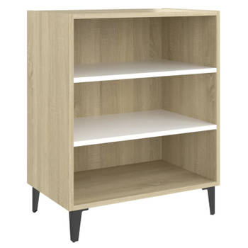 vidaXL Dressoir 57x35x70 cm bewerkt hout wit en sonoma eikenkleurig