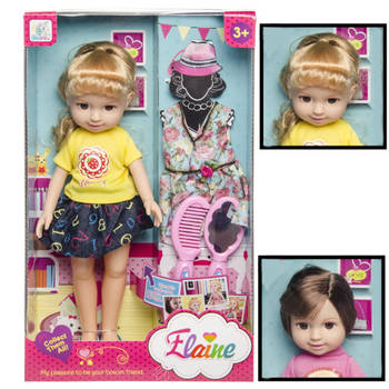Speelgoed Pop "ELAINE" met extra Jurk en accessoires - Tienerpop -