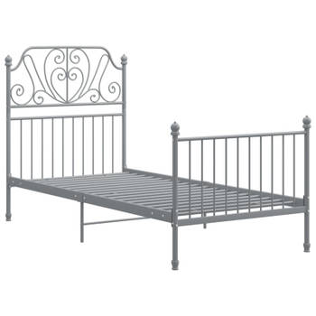 vidaXL Bedframe metaal grijs 100x200 cm