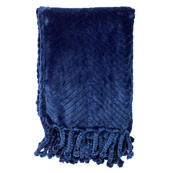 Dutch Decor - ZIGGY - Plaid van fleece 140x180 cm - Insignia Blue - donkerblauw
