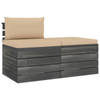 vidaXL 2-delige Loungeset met kussens pallet massief grenenhout